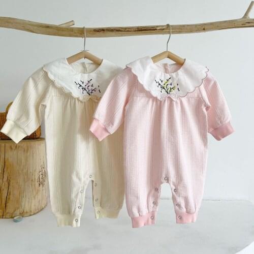 2021 Newborn Baby Long Sleeve Rompers Bebe Girls Fashion Clothes Infant Childrens Autumn Rainbow Embroidery Jumpsuit Clothing