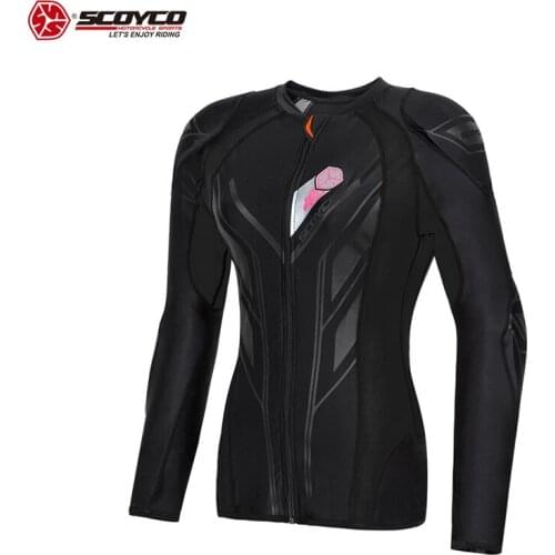 SCOYCO Women Motorcycle Riding Armor Clothing Shockproof Soft Clothing Cycling Armor 5 pieces Protective Gear Four Seasons AM03W