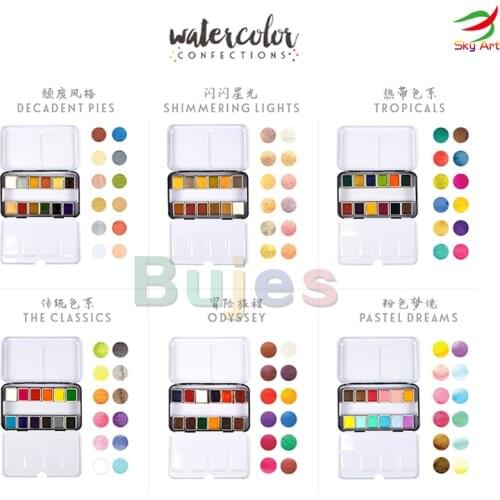 Prima Marketing Prima Confections Watercolor Pans 12 colors set,Vintage Pastel,Pastel Dreams,CURRENTS,tin box