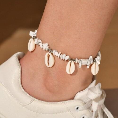 2020 New Bohemian Shell Shape Irregular Gravel Anklets for Women Trendy Rice Beads Tassel Anklet Female Jewelry Accessories