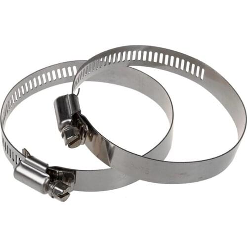 2 Pcs 52mm to 76mm Diameter Stainless Steel Hoop 3" Worm Drive Hose Clamp Ring