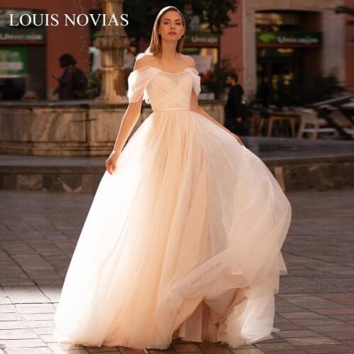 Louis Novias Elegant Strapless Tulle Sexy (Exquisite Beaded) Backless Cathedral Retro Custom Beach Wedding Dress