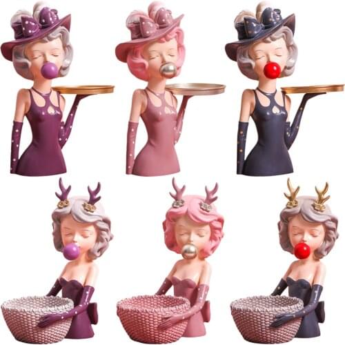 Resin Bubble Girl Figurines Desktop Cake Fruit Organizer Home Decor