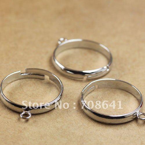 Blank Adjustable Rings Settings with 4mm Loop Caps Bases Rings Findings DIY Jewerly Making Multi-color Plated