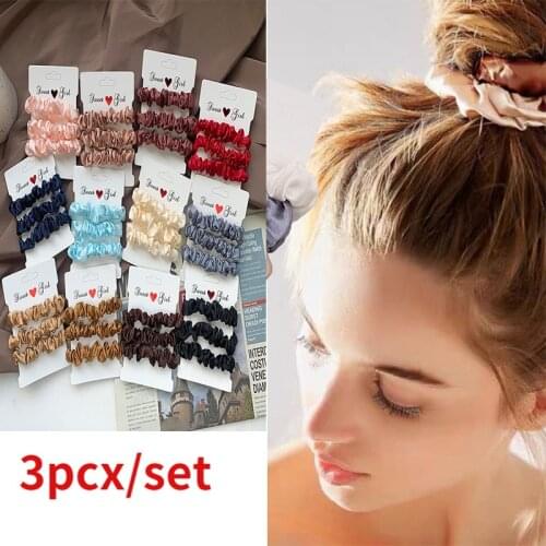 3/6pcx Sweet Simple Solid Color Hair Tie Large Intestine Hair Tie All-match Hair Rubber Band Girl Ponytail Hair Accessories