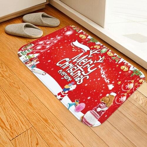 Christmas Anti-slip Doormats Decorative Bathroom Mats Santa Elk Printed X-mas Rugs for Home Living Room Kitchen Entrance