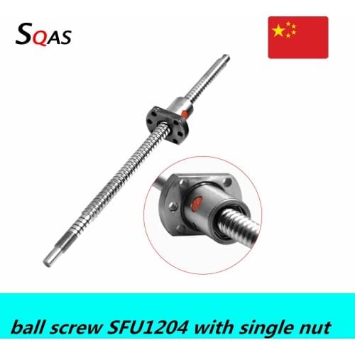 SFU1204 200 250 300 350 400 450 500 550 600 700mm rolled ball screw C7 with 1204 single ball nut BK/BF10 end machined for CNC