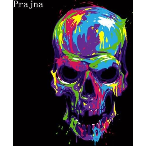 Prajna Skull Style Iron On Patches For Clothing Stickers Heat Transfer Ironing On Transfers Thermal Badge On Clothes T-shirt DIY