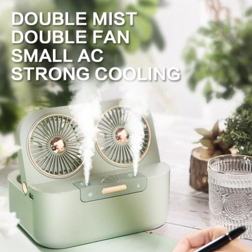 Youpin Double Spray Humidifying Fan USB Rechargeable Desktop Air conditioner Mist Mini Cooling Fan home office Air Cooler