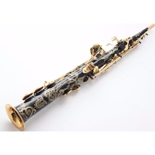 High Quality Custom Soprano Sax Pitch Black B Saxophone ToP Music Instruments Mouthpiece Professional Grade Gold Key