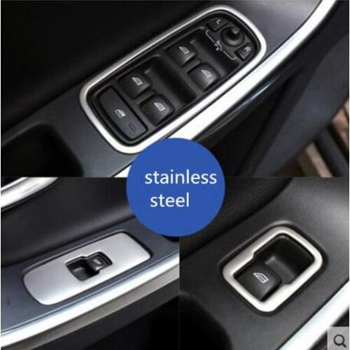 High quality Stainless steel/ABS Window lifting switch key panel decoration bright frame For Volvo S60L XC60 V60 S60 car sticker