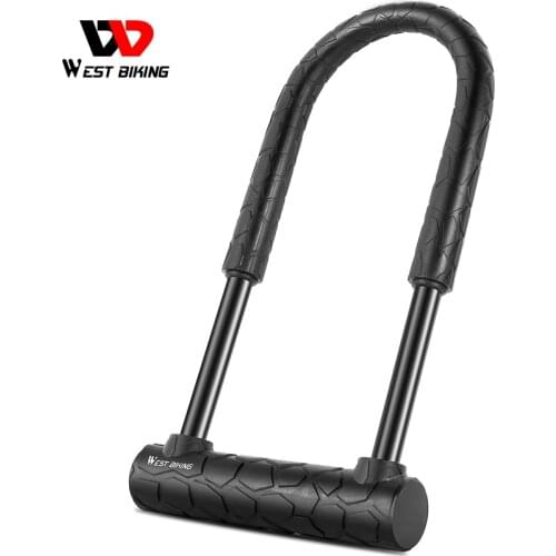 WEST BIKING Thickened Bike Lock Anti-theft Steel Cable U Lock 2 Keys MTB Road Bicycle Motorcycle Scooter Cycling Accessories