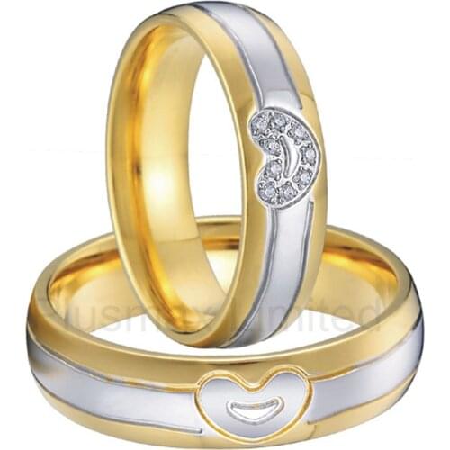 Anel titanium jewelry expression of commitment men and women heart shape jewelry engagement wedding rings