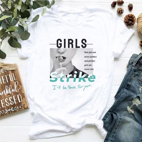 Women T shirt Lady Trend Fashion Girls Strike Printed Tshirt Clothes Top Harajuku Graphic Female Tee Short sleeve Womens T-shirt