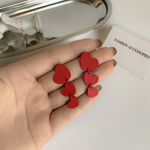 Fashion Temperament Multiple Red Love Trend Earrings for Women Hollow Earrings Dating Party Birthday Wedding Gift Jewelry
