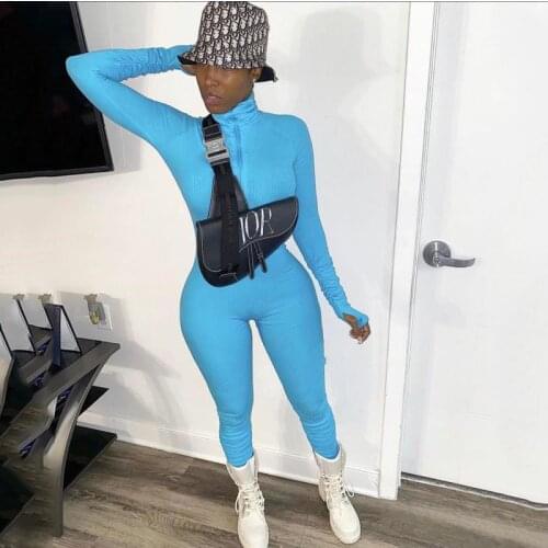 Casual Bodycon Romper Women Stacked Jumpsuit Elegant Long Sleeve Turtleneck Jump Suit Female Overall Grey Jumpsuit Plus Size