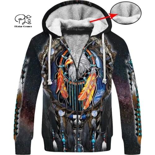 PLstar Cosmos Indian Native Wolf Animal Autumm Winter Pullover Funny 3Dprint Men/Women NewFashion Coat Fleece Jacket Hoodies B-3