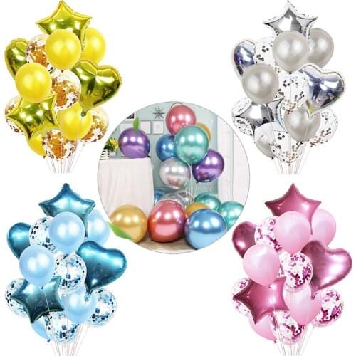 10/14pcs Heart Star Gold Confetti Balloon Metallic Air Balloons Birthday Party Decoration Kids Adult Baby shower Wedding Decor
