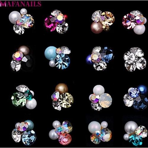 10pcs/Pack Fancy Metal Jewelry Charms 3D Multi-color Flower Cluster Charms Rhinestone DIY Nail Art & Phone Decoration JE206-221
