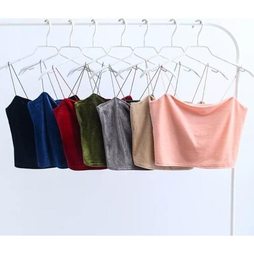 2021 Fashion Sexy Tank Top Velvet Short Crop Top 7 Colors Sexy Boob Tube Top Bustier Brief Vest T-shirts Tee