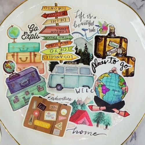 24PCSCar travel Stickers Crafts And Scrapbooking stickers book Student label Decorative sticker DIY Stationery