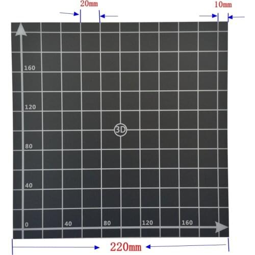 5pcs 220x220mm BuildTak Hot Bed Sticker Coordinate Printed Heated Bed Surface Sticker F/ Wanhao i3, Anet A8 A6 Prusa 3D Printer