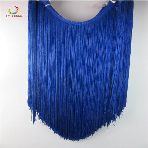 50cm/long Tassel Fringe Trimming Lace Ribbon Dance Latin Dress Macrame Samba Clothing DIY Lace Single Band decoration Royal blue