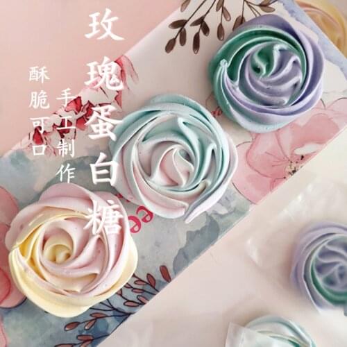 Rose shape Protein sugar 10pcs, Cake Decoration,Macaron/Starry sky baking ingredients, rainbow marlin sugar Without wooden stick