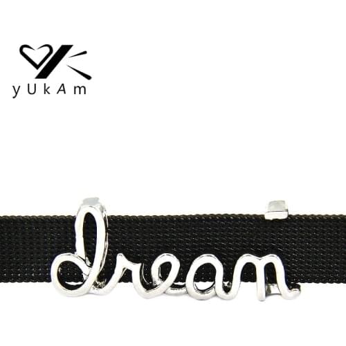 YUKAM Keys Silver Color Dream Slide Charms Keepers for Stainless Steel Mesh Keeper Bracelets Bangles Jewelry Accessories Making