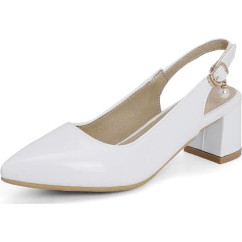 Brand Elegant Women Sandals 2021 Pointed Toe Thick High Heels Ladies Summer Heeled Party Wedding Shoes Plus Size 30-50 T351-1