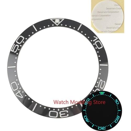 38mm Black/Blue White Printing Ceramic Bezel Insert Ring Watch Bezel Fit SKX007/009 SEA Master Style Watch Super Blue Luminous