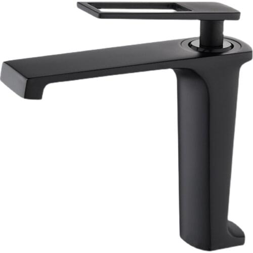 Black Bathroom Basin Faucets Brass Sink Mixer Taps Hot & Cold Single Handle Deck Mounted Lavatory Waterfall Crane Free Shipping