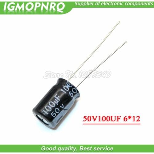 10PCS 50v100uf 100uf50v 6*12 50v 100uf 6x12 Electrolyti Electrolytic capacitor
