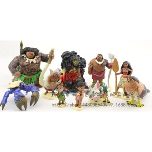 10pcs/set Moana Princess Action Figure Decoration Disney Anime Figures Dolls Childrens Classic Collection Toy