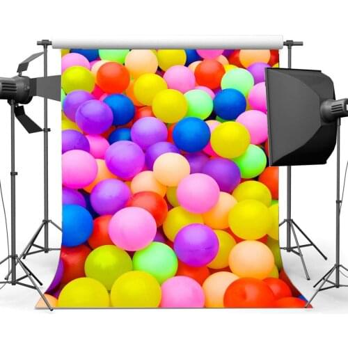 Happy Birthday Day Backdrop Colorful Balls Children s Playground Cartoon Photography Background