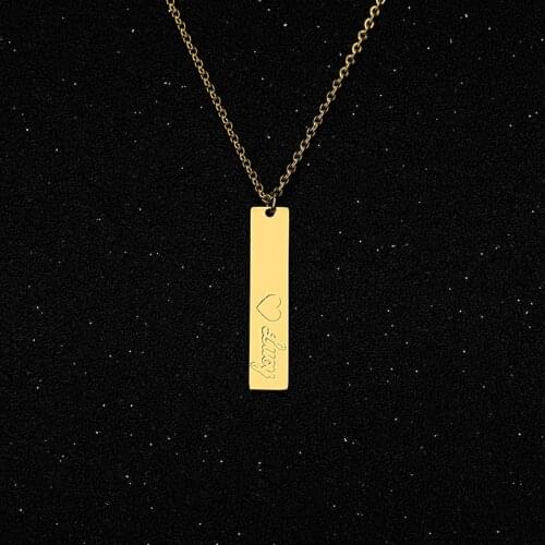 Name Necklace Free Engraved Word Letters Stainless Steel Necklace Gold Vertical Custom Name Nekclace Maxi Colar Silver jewelry