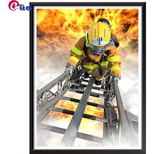 Fire Fighter 5D Diamond Painting Full Drill Square Picture Of Rhinestones Diamond Embroidery Sale Portrait Home Decor