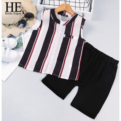 HE Hello Enjoy Kids Clothes Toddler Boys Clothing Set Children Summer Cartoon Kids Applique Star Tops Shorts Infantil Baby Suit