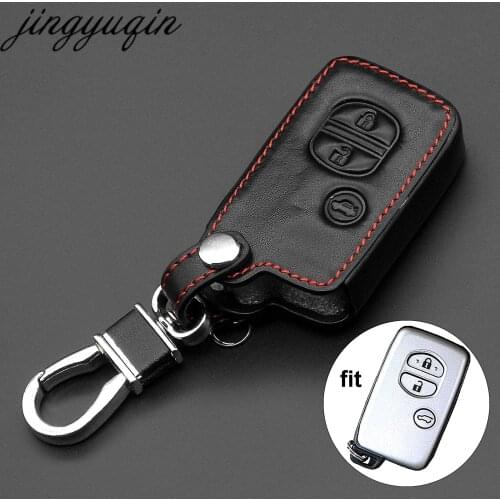 Jingyuqin Leather Car Key Case Cover For Toyota Land Cruiser Prado 150 Camry Prius Crown For Subaru Foreste Outback XV legacy