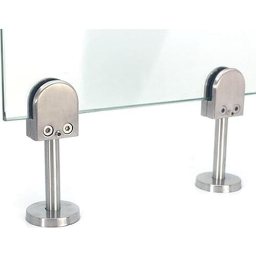 Stainless Steel Glass Clips Wall Mounted Glass Shelf Clamp Bracket Base Holder With Support Rod Glass Holder