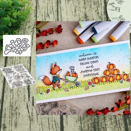 Harvest fox Metal Cutting Dies and clear stamps for DIY Scrapbooking Card Making Decoration Supplies