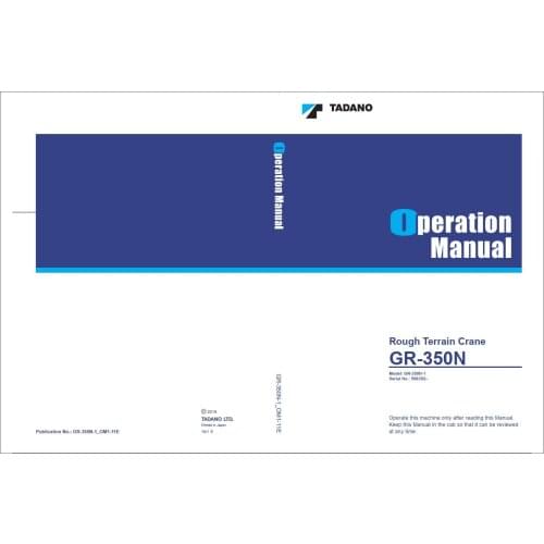 Tadano Mobile Crane 2021 GR, GT, TC Series All Model Operator & Maintenance Manual DVD