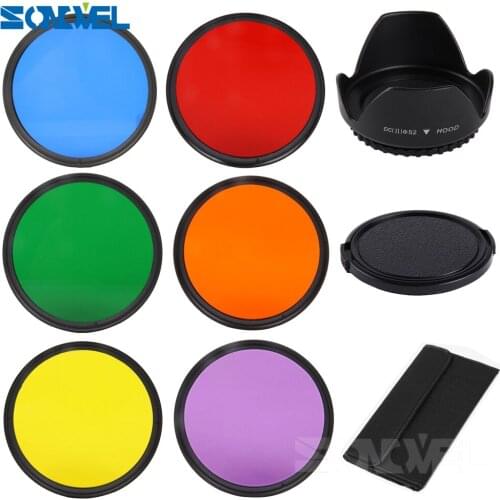 49 52 55 58 62 67 72 77MM Green/Purple/Orange/Blue/Red/Yellow 6PCS Full Color Special Filter Kit For Lens Digital Camera