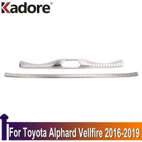 For Toyota Alphard Vellfire 2016 2017 2018 2019 Stainless Steel Outer Inner Rear Bumper Protector Cover Trim car decoration