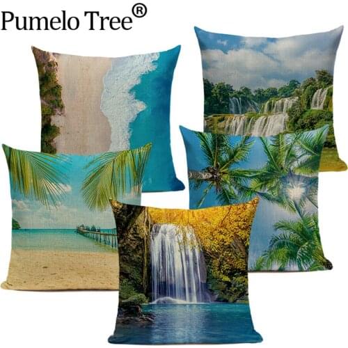 Landscape Scenery Cushion Covers Scenic Natural Linen Decorative Pillow Cover Bedroom Sofa Home Decorative Throw Pillow Cases