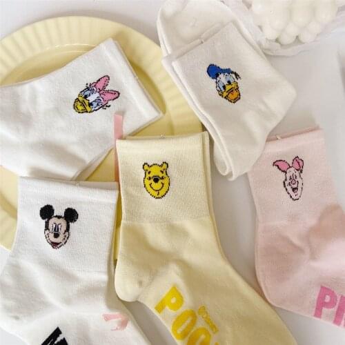 5 pairs of Socks Female Korean Version of the Tube Japanese Student Girl Spring Summer Cartoon College Trend Female Socks