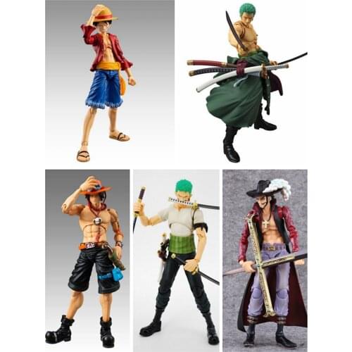 Anime One Piece Movable Dolls Zoro Luffy Ace Hawk-Eyes Model Toys Actionable Figure For Children Cartoon Ornament Birthday Gifts