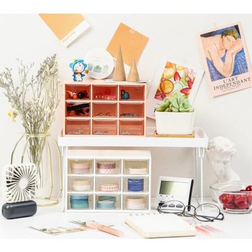 9 Grids Storage Box Transparent Desktop Drawer Organizer Cosmetic Jewelry Stationery Container Organizer Girl Bedroom Decor