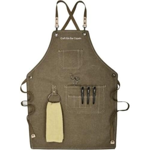 Canvas Work Apron, Multifunction Tool Aprons with Pockets Back Cross Workshop Apron for Carpenters Gardener Barber Chefs Waiter