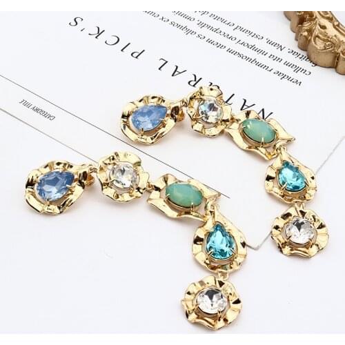 European and American talented designer colored gemstone inlaid earrings temperament earrings